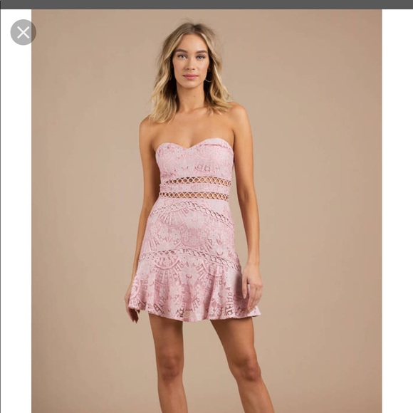 Tobi Pink strapless lace dress - Picture 1 of 1
